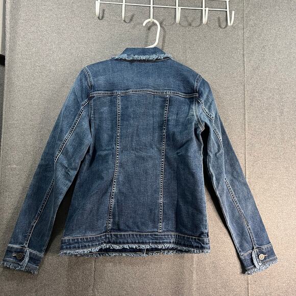 Susan Graver Stretch Denim Button-Front Size XX-Small Frayed Jean Jacket Blue - Picture 2 of 10
